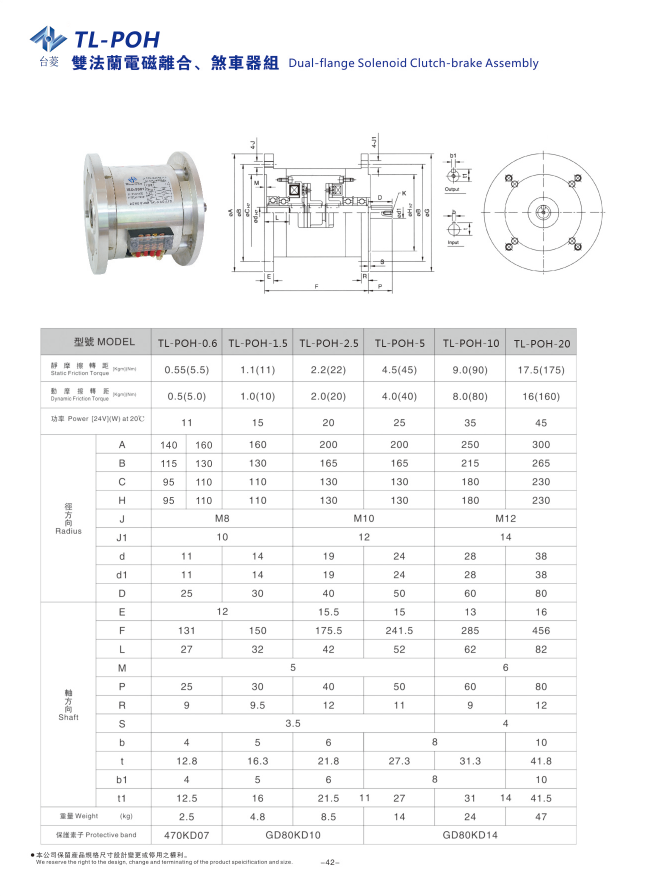 電磁離合剎車組合型號(hào)規(guī)格圖